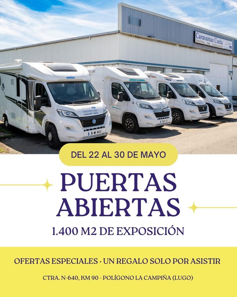 Gran Jornada de Puertas Abiertas en Caravanas Costa: ¡venga a vernos del 22 al 30 de mayo!